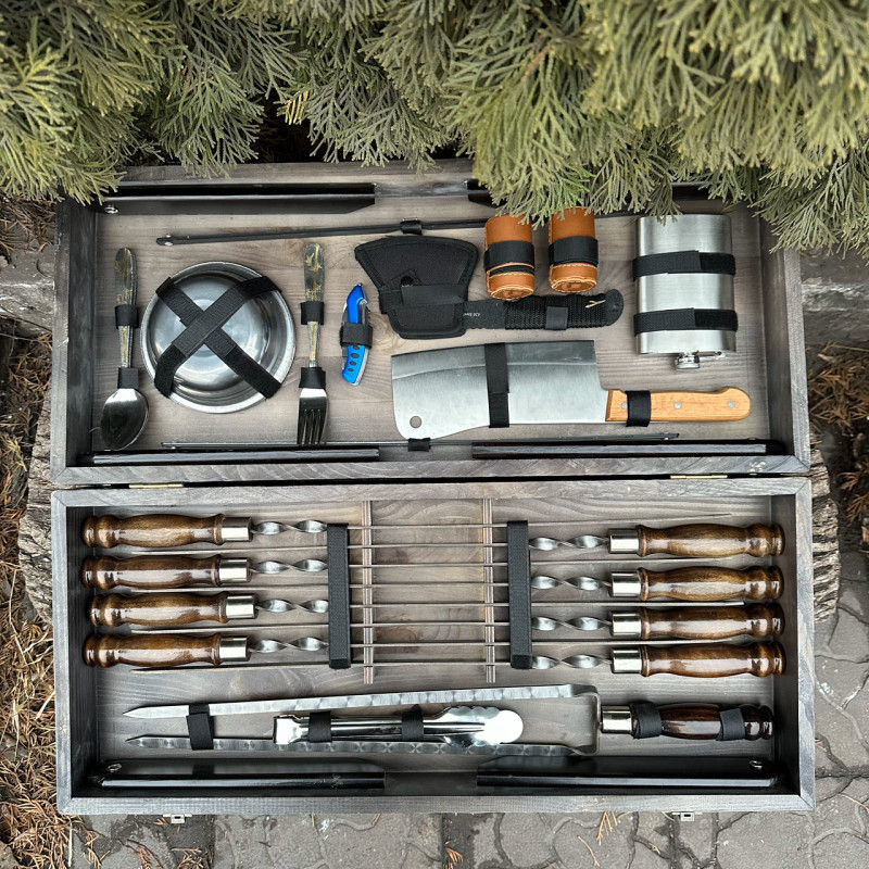 Подарочный набор Mzavod Пикник кейс-столик темная текстура