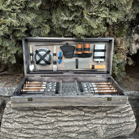 Подарунковий набір Mzavod Пікнік кейс-столик темна текстура