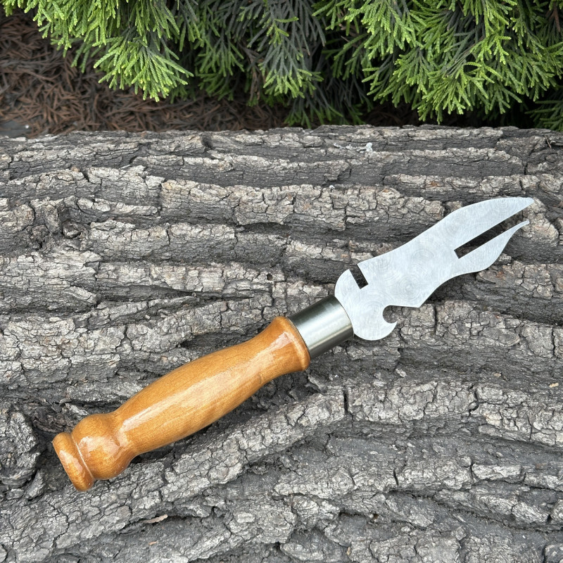 Вилка Mzavod с деревянной ручкой для снятия мяса 280х2мм светлая