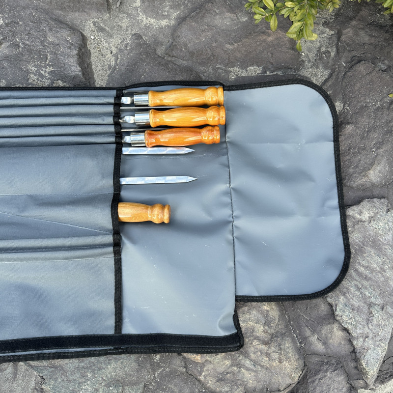 Набір шампурів Арго 6/1/1 світла ручка в сірому чохлі