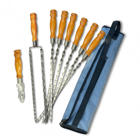 Набір шампурів Арго 6/1/1 світла ручка в сірому чохлі