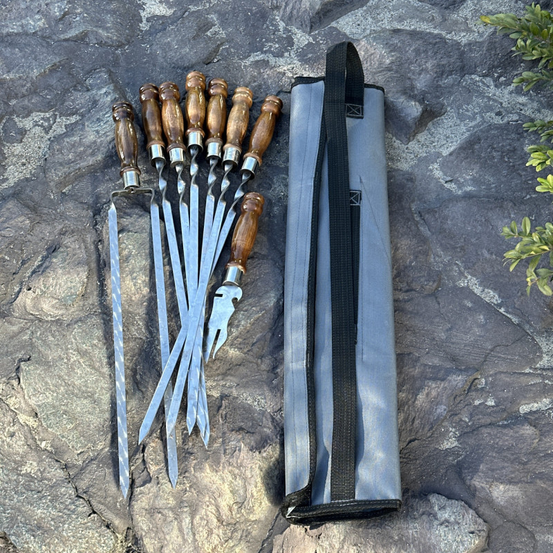 Набір шампурів Арго 6/1/1 ретро ручка в сірому чохлі