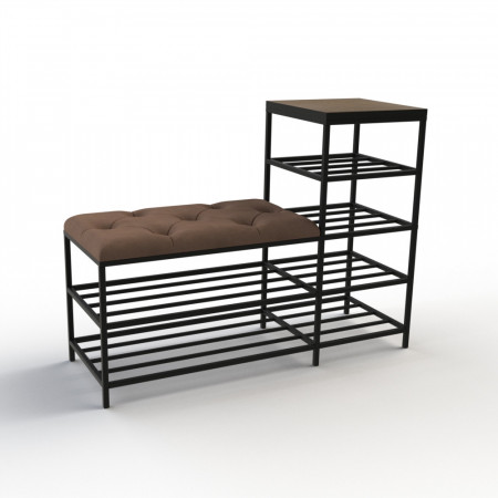 Банкетка для взуття Барселона-1 100 см велюр коричневий/ріголетто темний 1-1-9005