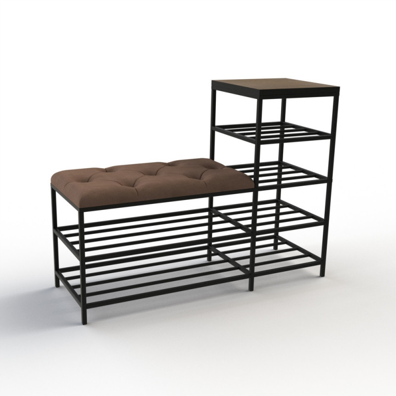 Банкетка для взуття Барселона-1 100 см велюр коричневий/ріголетто темний 1-1-9005