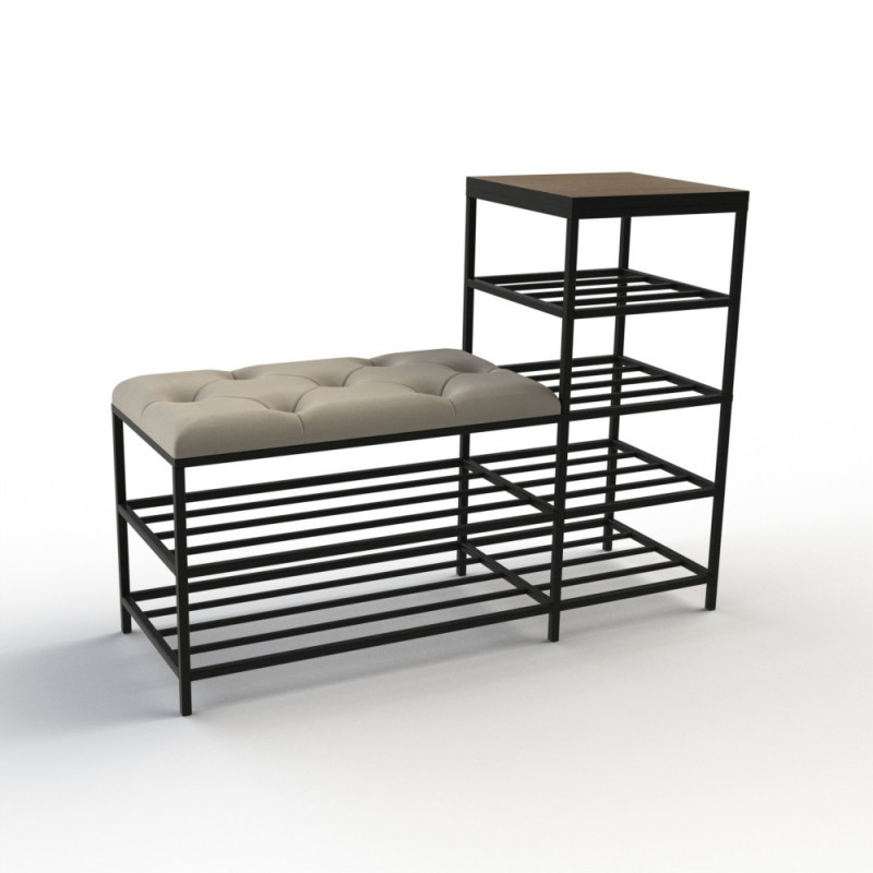 Банкетка для обуви Барселона-1 100см велюр светло-серый/риголетто темный 6-1-9005