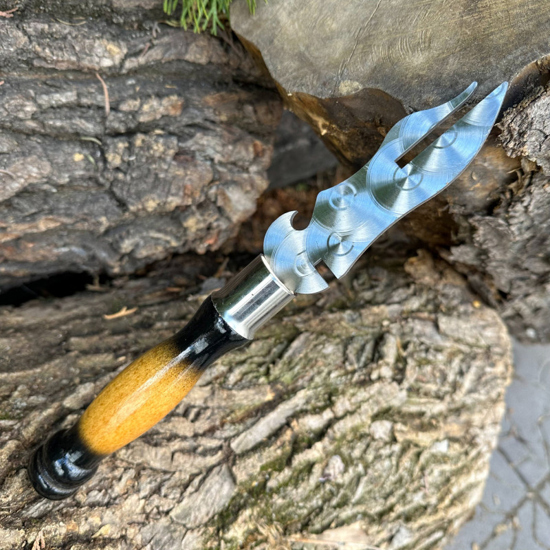 Вилка Mzavod с деревянной ручкой для снятия мяса 280х2мм двухцветная