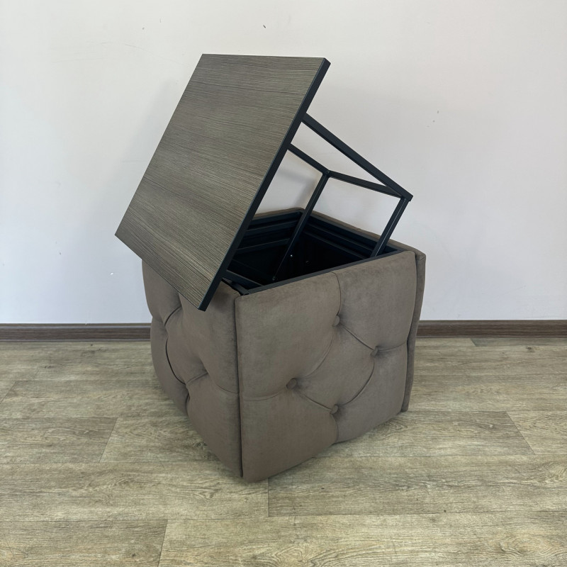 Пуф-трансформер 5в1 Mzavod Остин-1 со столиком велюр коричневый/риголетто темный 1-1-9005