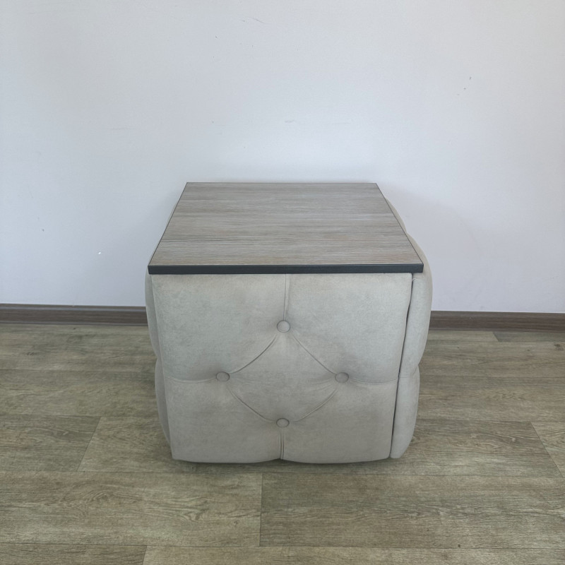 Пуф-трансформер 5в1 Mzavod Остин-1 со столиком велюр бежевый/дуб платиновый 3-2-9005