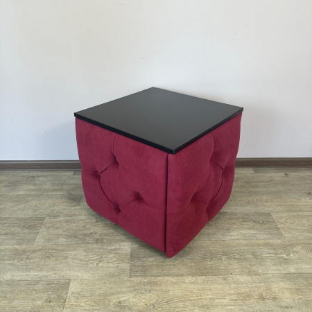 Пуф-трансформер 5в1 Остін-1 зі столиком велюр червоний/чорний 4-5-9003