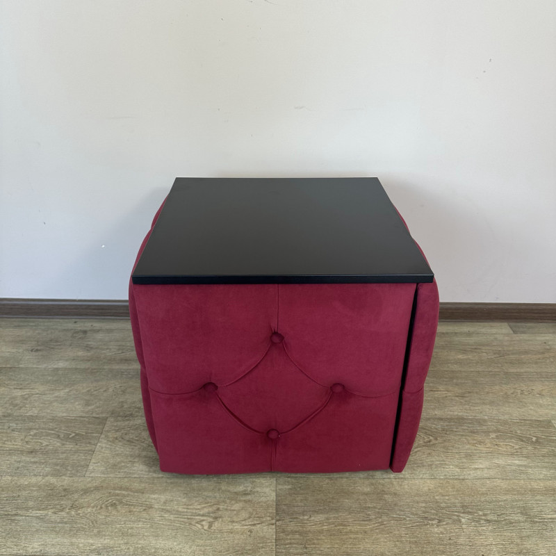 Пуф-трансформер 5в1 Mzavod Остин-1 со столиком велюр красный/черный 4-5-9003