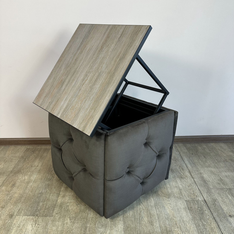 Пуф-трансформер 5в1 Остін-1 зі столиком велюр сіро-коричневий/дуб платиновий 5-2-9005