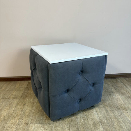 Пуф-трансформер 5в1 Остін-1 зі столиком велюр сірий/біла аляска 7-3-9003