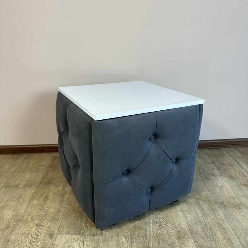 Пуф-трансформер 5в1 Mzavod Остин-1 со столиком велюр серый/белая аляска 7-3-9003