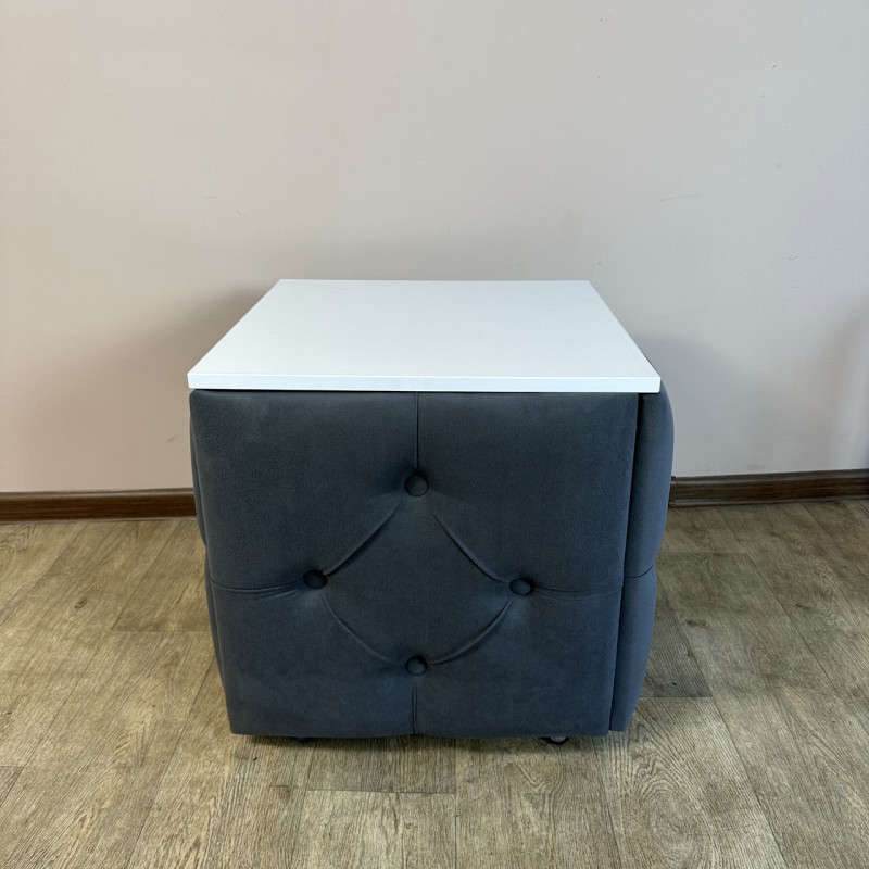 Пуф-трансформер 5в1 Mzavod Остин-1 со столиком велюр серый/белая аляска 7-3-9003