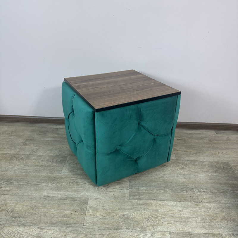 Пуф-трансформер 5в1 Остін-1 зі столиком велюр смарагдовий/горіх каліфорнійський 8-4-9005
