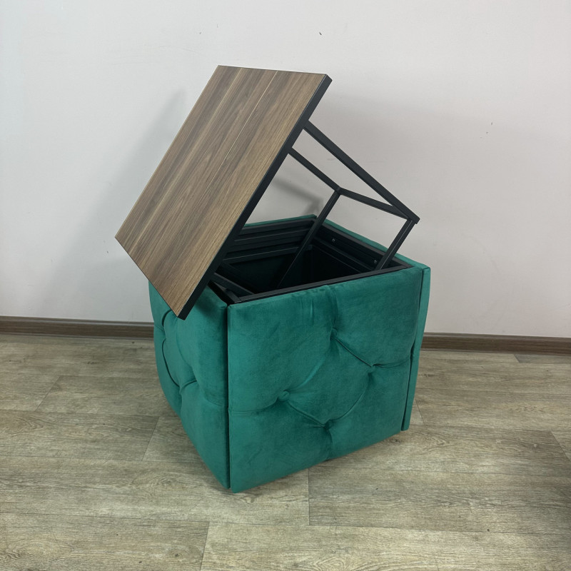 Пуф-трансформер 5в1 Остін-1 зі столиком велюр смарагдовий/горіх каліфорнійський 8-4-9005