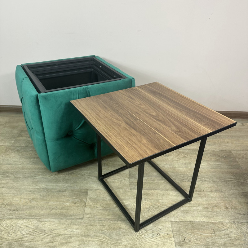 Пуф-трансформер 5в1 Остін-1 зі столиком велюр смарагдовий/горіх каліфорнійський 8-4-9005