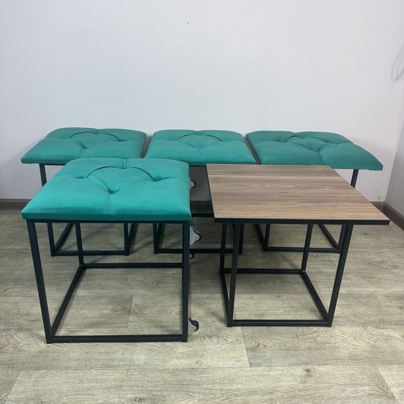 Пуф-трансформер 5в1 Остін-1 зі столиком велюр смарагдовий/горіх каліфорнійський 8-4-9005