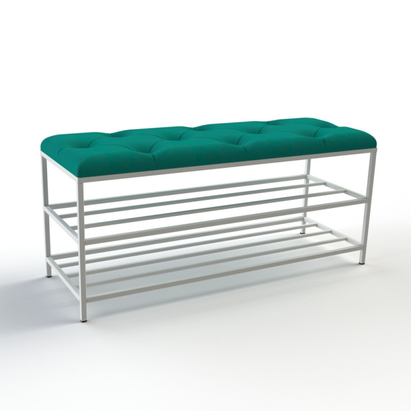 Банкетка для обуви Женева-1 100см велюр изумрудный 8-0-9003