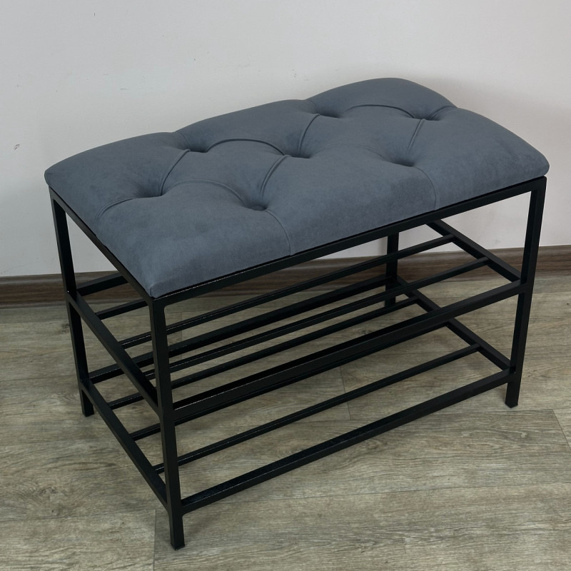 Банкетка для взуття Женева-1 60 см велюр сірий 7-0-9005