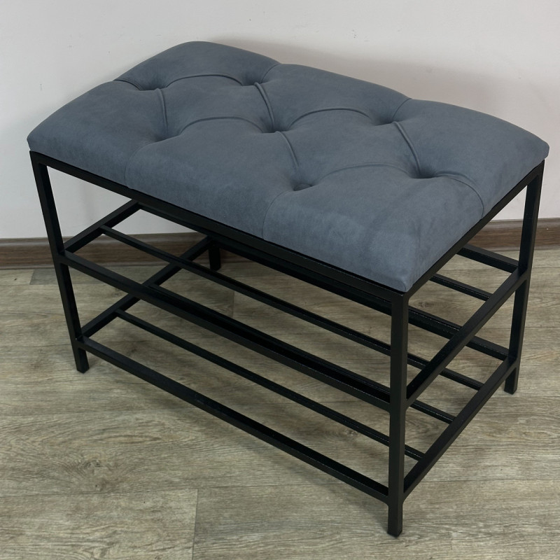 Банкетка для взуття Женева-1 50 см велюр сірий 7-0-9005