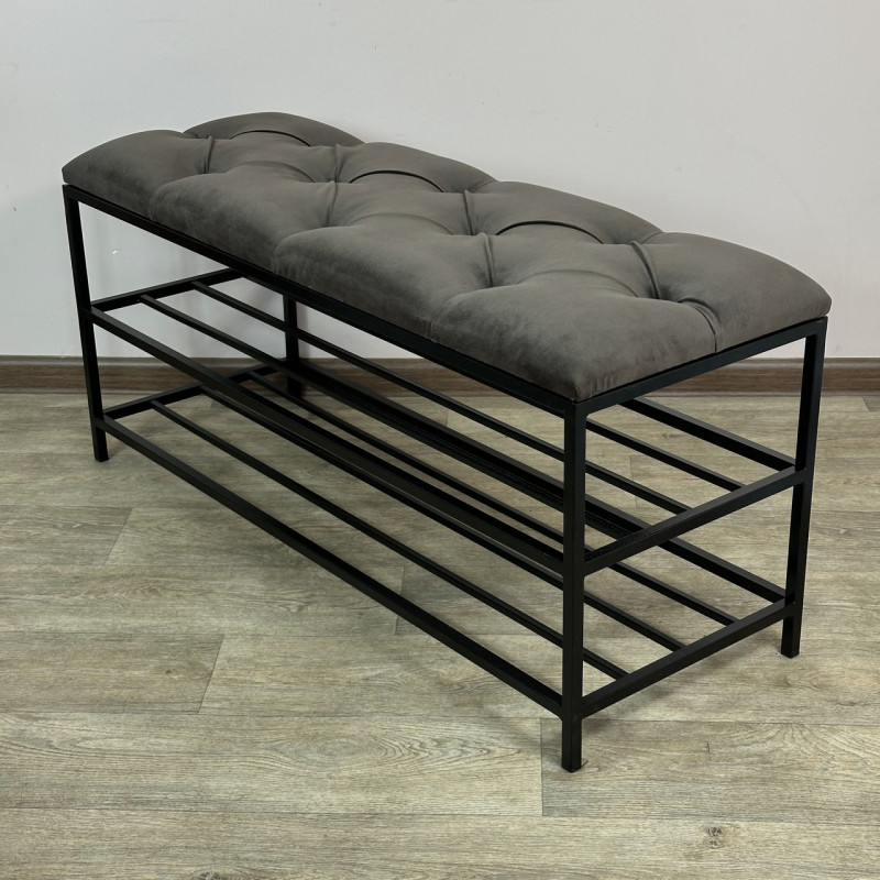 Банкетка для взуття Женева-1 90 см велюр сіро-коричневий 5-0-9005