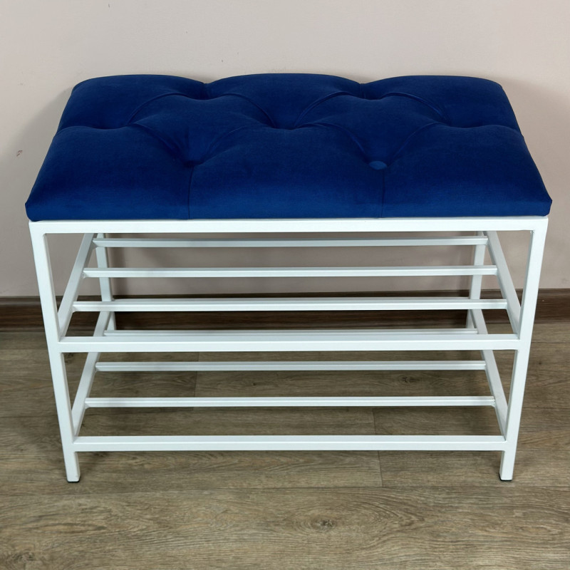 Банкетка для обуви Женева-1 50см велюр синий 9-0-9003