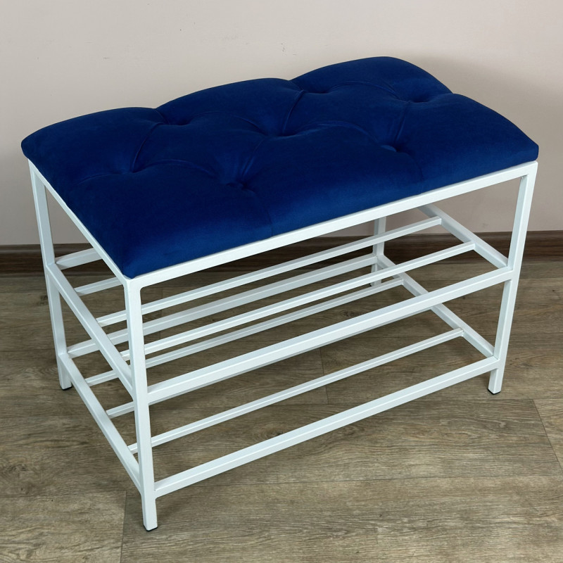 Банкетка для обуви Женева-1 50см велюр синий 9-0-9003