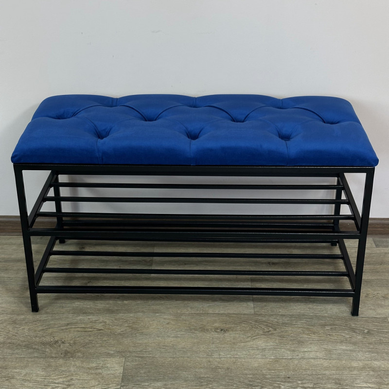 Банкетка для взуття Женева-1 80 см велюр синій 9-0-9005