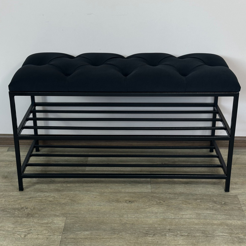 Банкетка для обуви Женева-1 80см велюр черный 10-0-9005