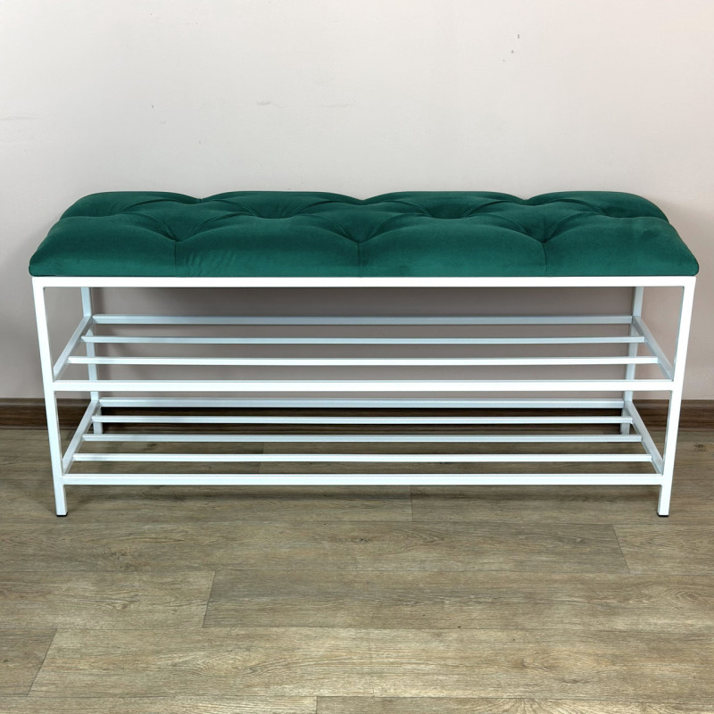 Банкетка для обуви Женева-1 100см велюр изумрудный 8-0-9003