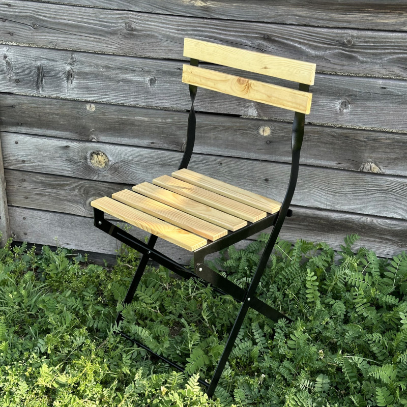 Стул со спинкой садовый металлодеревянный складной
