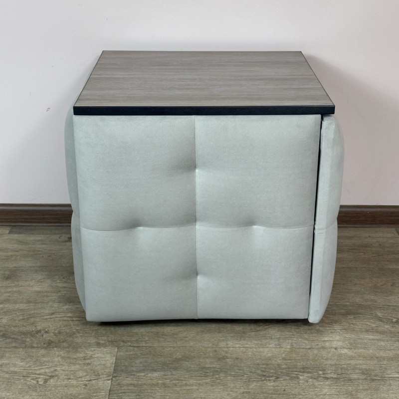 Пуф-трансформер 5в1 Остін-4 зі столиком велюр світло-сірий/дуб платиновий 6-2-9005