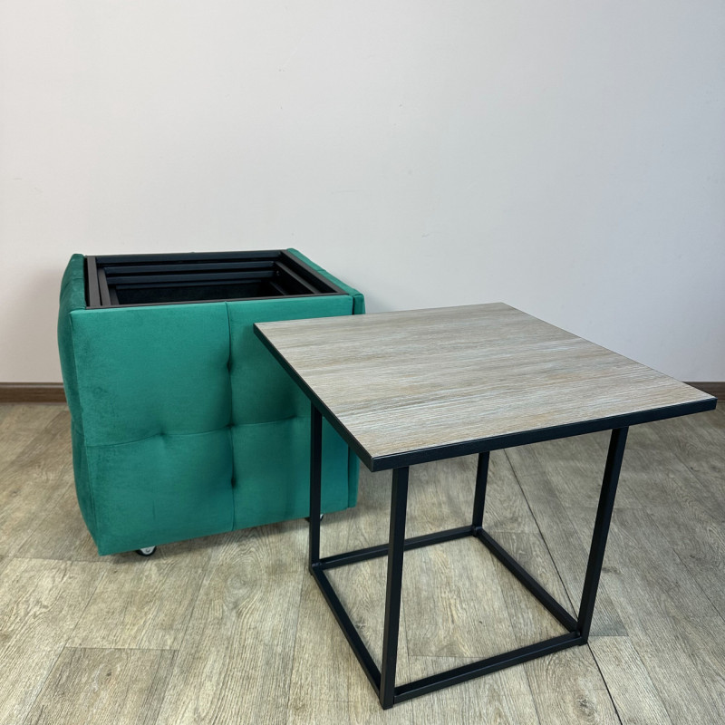 Пуф-трансформер 5в1 Остін-4 зі столиком велюр смарагдовий/дуб платиновий 8-2-9005