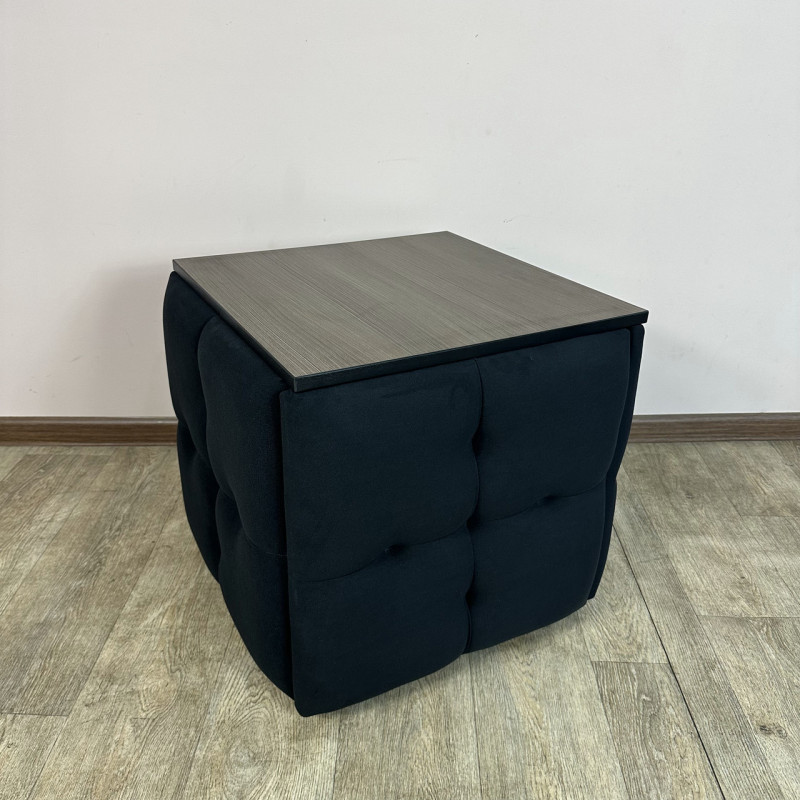 Пуф-трансформер 5в1 Mzavod Остин-4 со столиком велюр черный/риголетто темный 10-1-9005