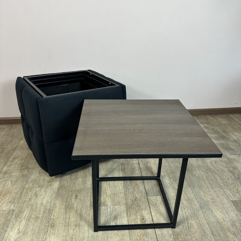 Пуф-трансформер 5в1 Mzavod Остин-4 со столиком велюр черный/риголетто темный 10-1-9005