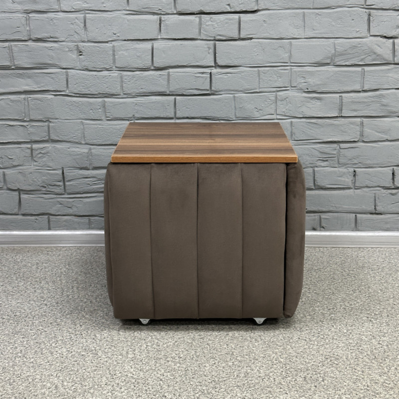 Пуф-трансформер 5в1 Остін-2 зі столиком велюр сіро-коричневий/горіх каліфорнійський 5-4-9003