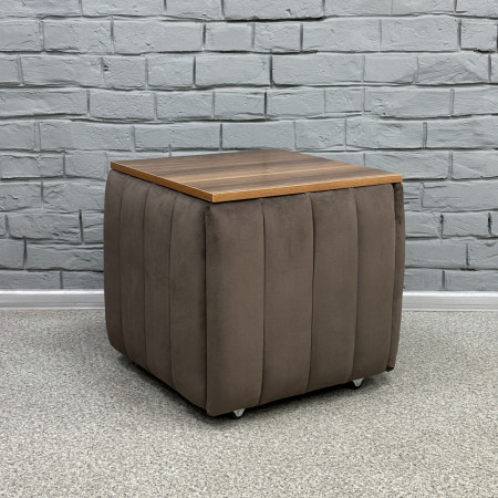 Пуф-трансформер 5в1 Остін-2 зі столиком велюр сіро-коричневий/горіх каліфорнійський 5-4-9003