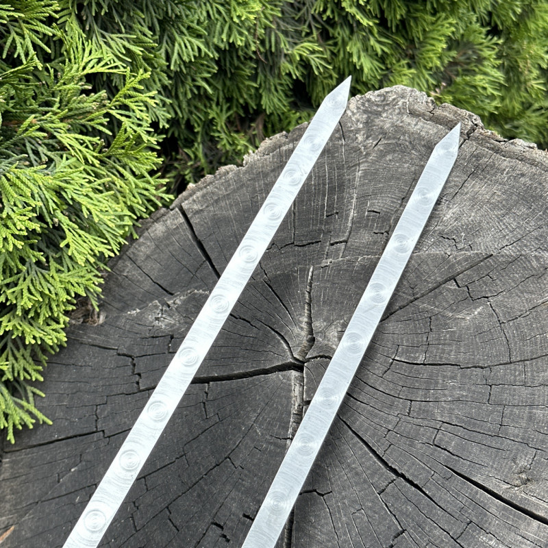 Двойной шампур Mzavod с деревянной ручкой 630х12х3мм мраморный