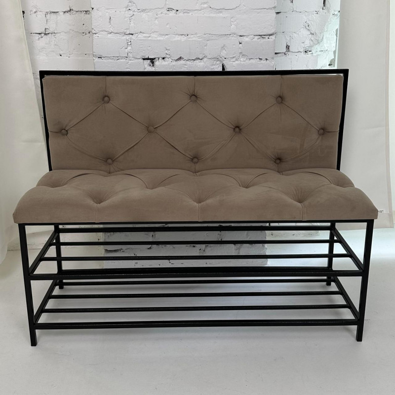 Банкетка для взуття Женева-1 зі спинкою велюр 9005