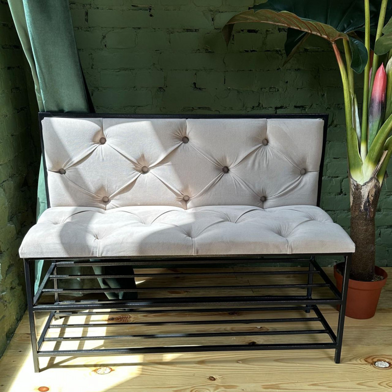 Банкетка для взуття Женева-1 зі спинкою велюр 9005