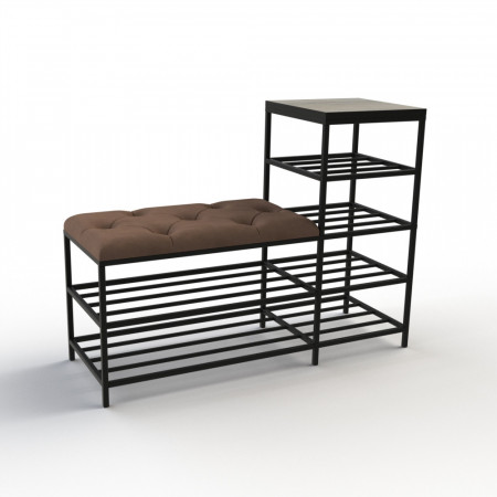 Банкетка для обуви Барселона-1 100см велюр коричневый/дуб платиновый 1-2-9005