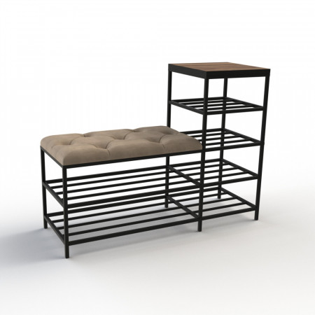 Банкетка для взуття Барселона-1 100 см велюр бежевий/горіх каліфорнійський 3-4-9005