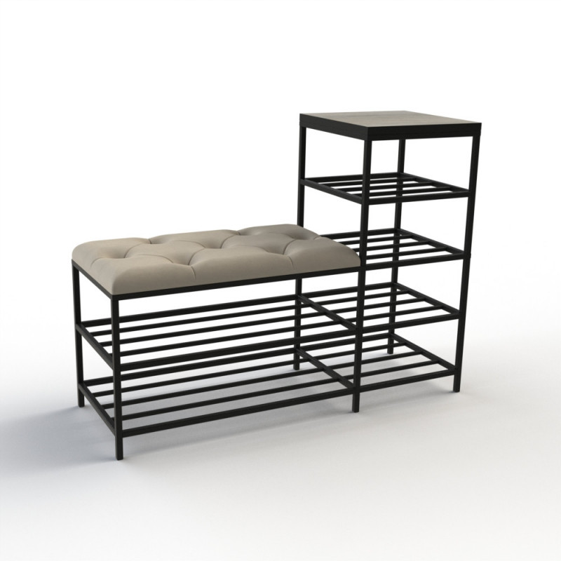 Банкетка для обуви Барселона-1 100см велюр светло-серый/дуб платиновый 6-2-9005