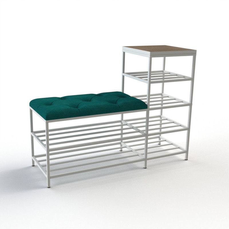 Банкетка для обуви Барселона-1 100см велюр бирюзовый/риголетто темный 2-1-9003