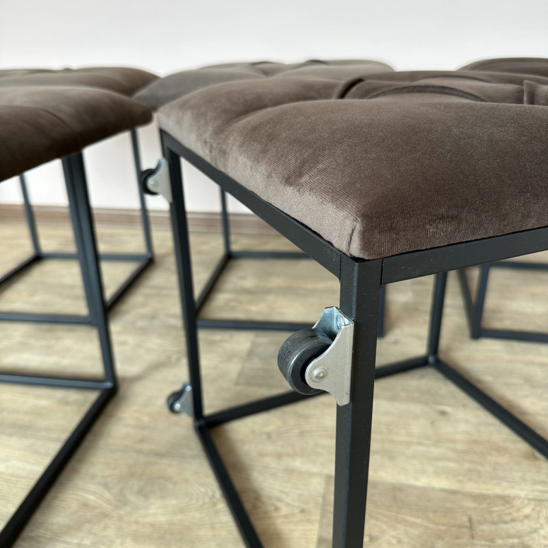 Пуф-трансформер 5в1 Mzavod Остин-1 со столиком велюр серо-коричневый/белая аляска 5-3-9005