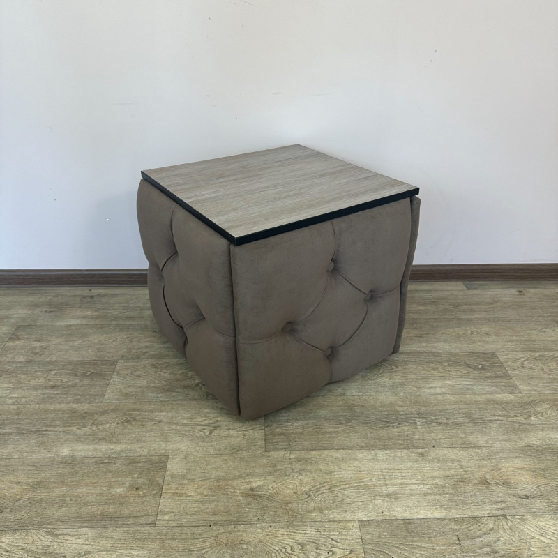 Пуф-трансформер 5в1 Mzavod Остин-1 со столиком велюр коричневый/дуб платиновый 1-2-9005