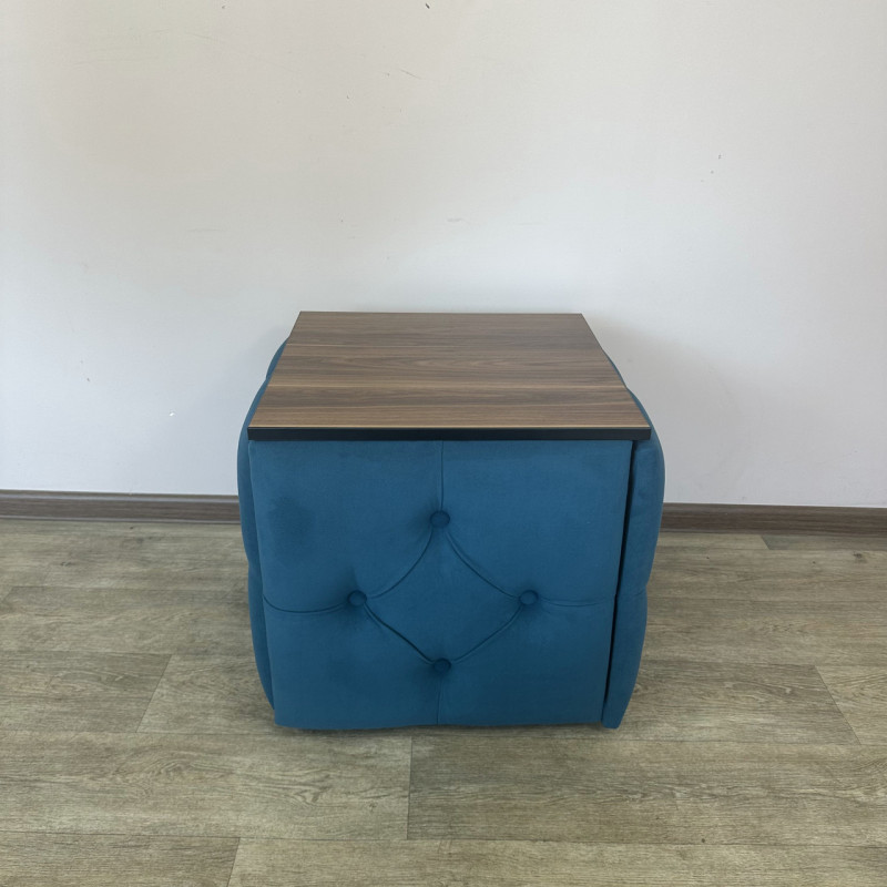 Пуф-трансформер 5в1 Mzavod Остин-1 со столиком велюр бирюзовый/орех калифорнийский 2-4-9003