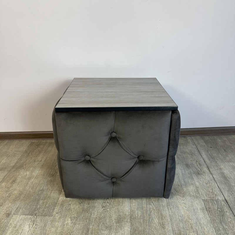 Пуф-трансформер 5в1 Mzavod Остин-1 со столиком велюр серо-коричневый/дуб платиновый 5-2-9003