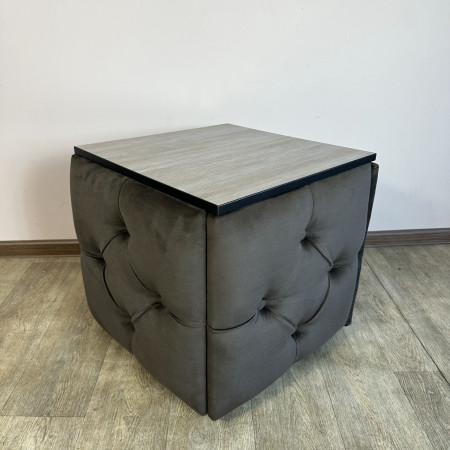 Пуф-трансформер 5в1 Mzavod Остин-1 со столиком велюр серо-коричневый/дуб платиновый 5-2-9003